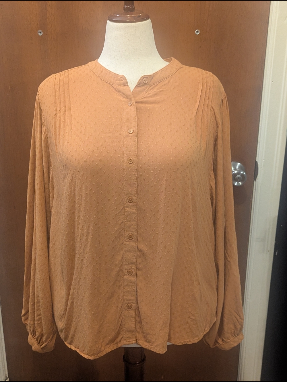 Worthington Button-Front Long Sleeve Shirt - Rust Brown